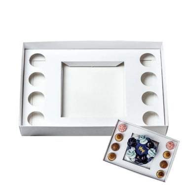 Box for Bento Cake + 8 Sweets with Clear Lid – Sturdy Paper | Pack of 10